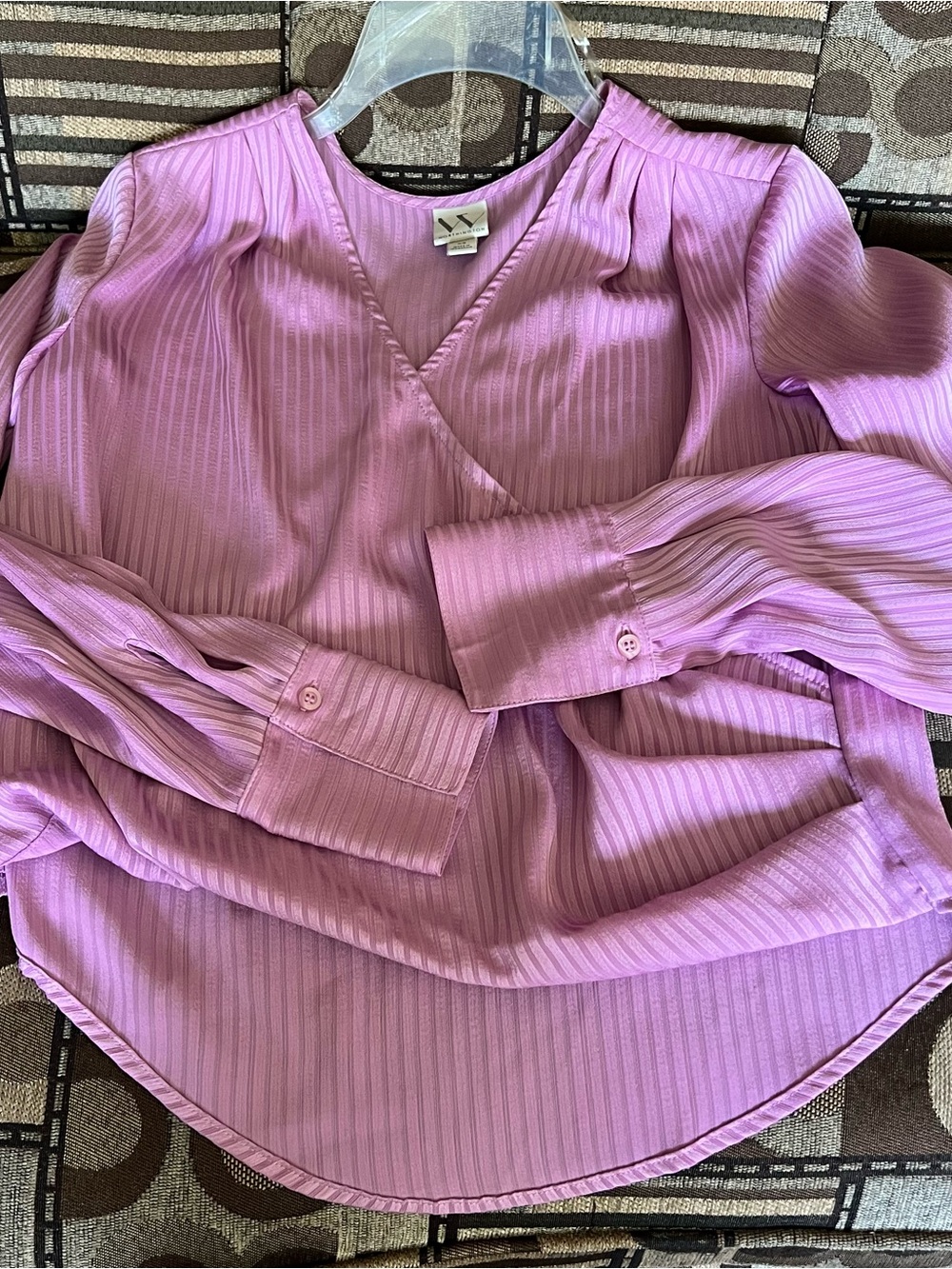 Worthington Lilac Wrap-Style Long Sleeve Blouse